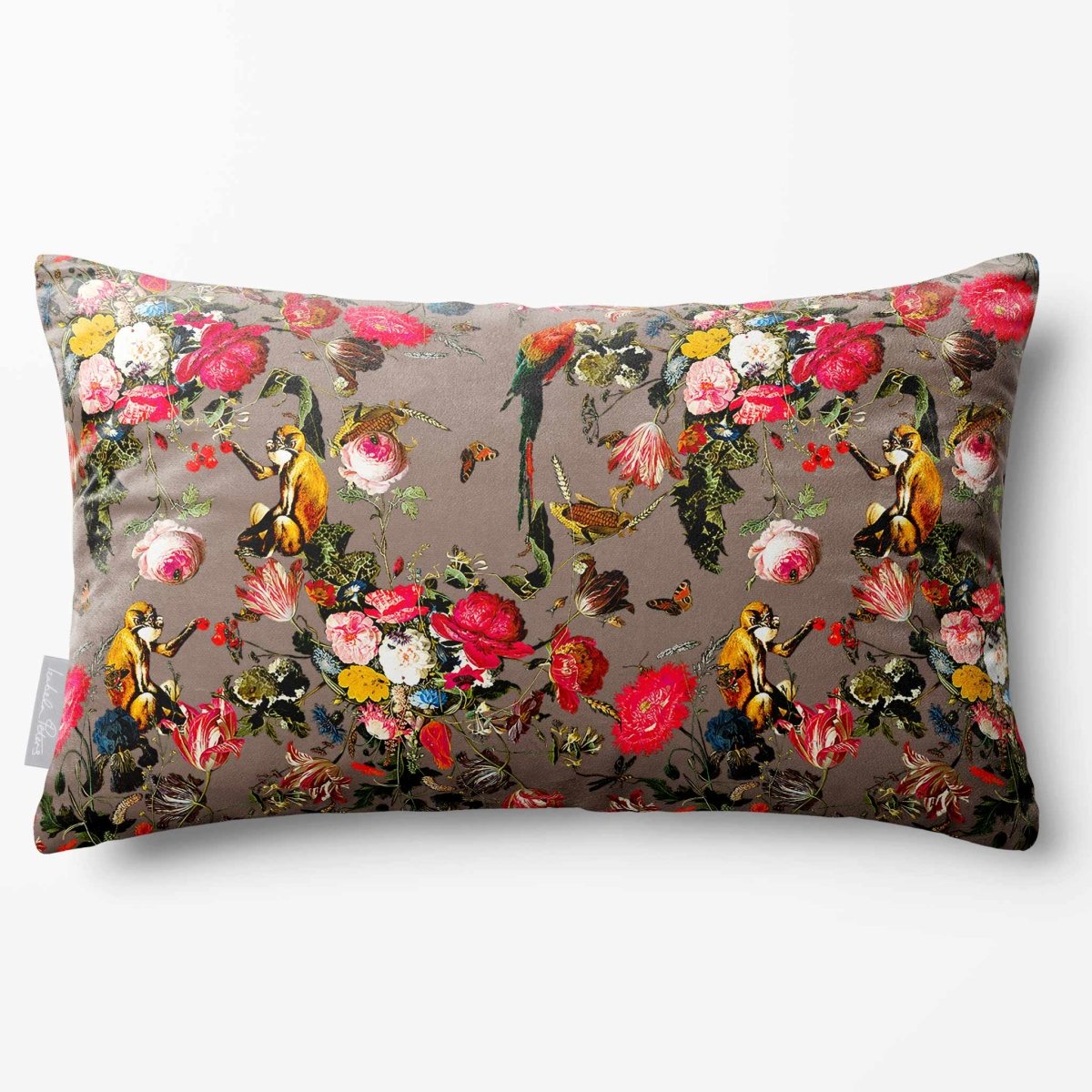 Monkey Puzzle | Sustainable Velvet Rectangle Cushion - Dovedale Stone 50 x 30 cm Standard by Izabela Peters