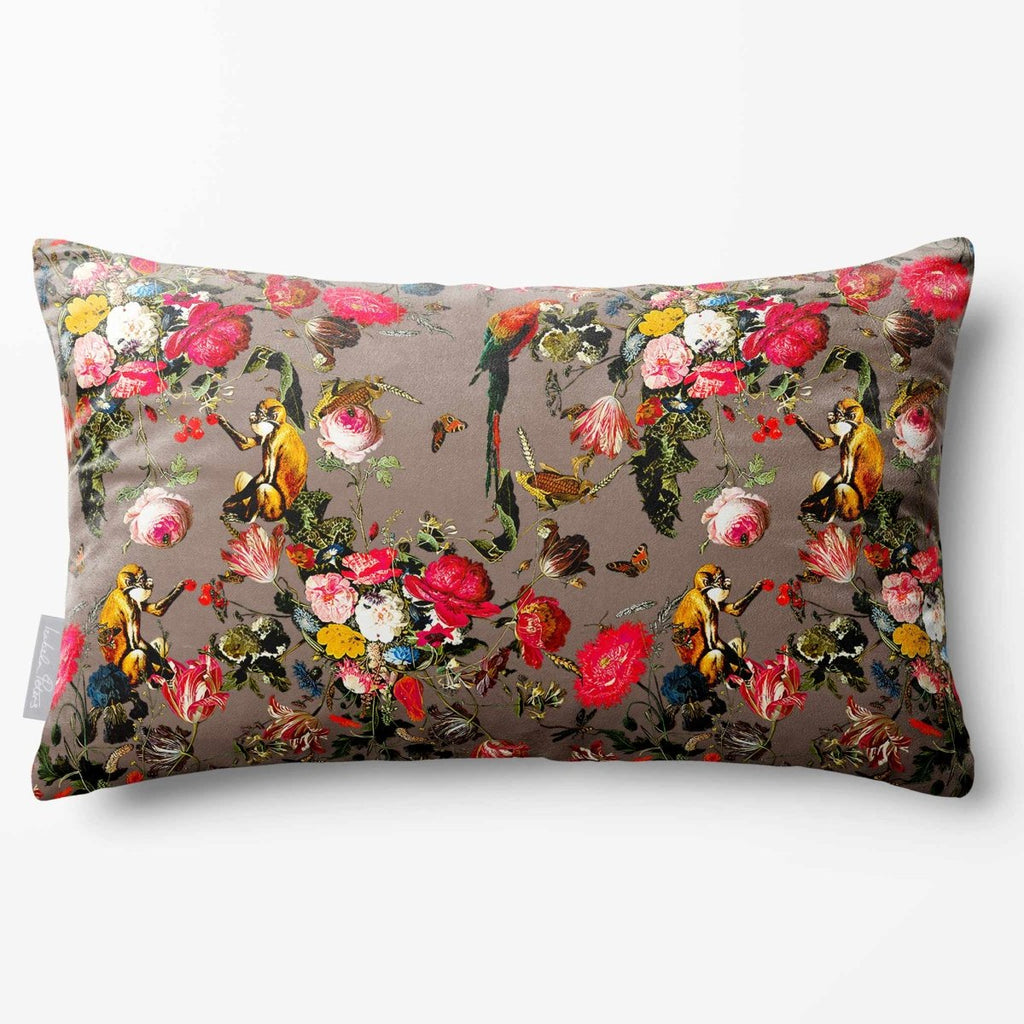 Monkey Puzzle | Sustainable Velvet Rectangle Cushion - Dovedale Stone 50 x 30 cm Standard by Izabela Peters