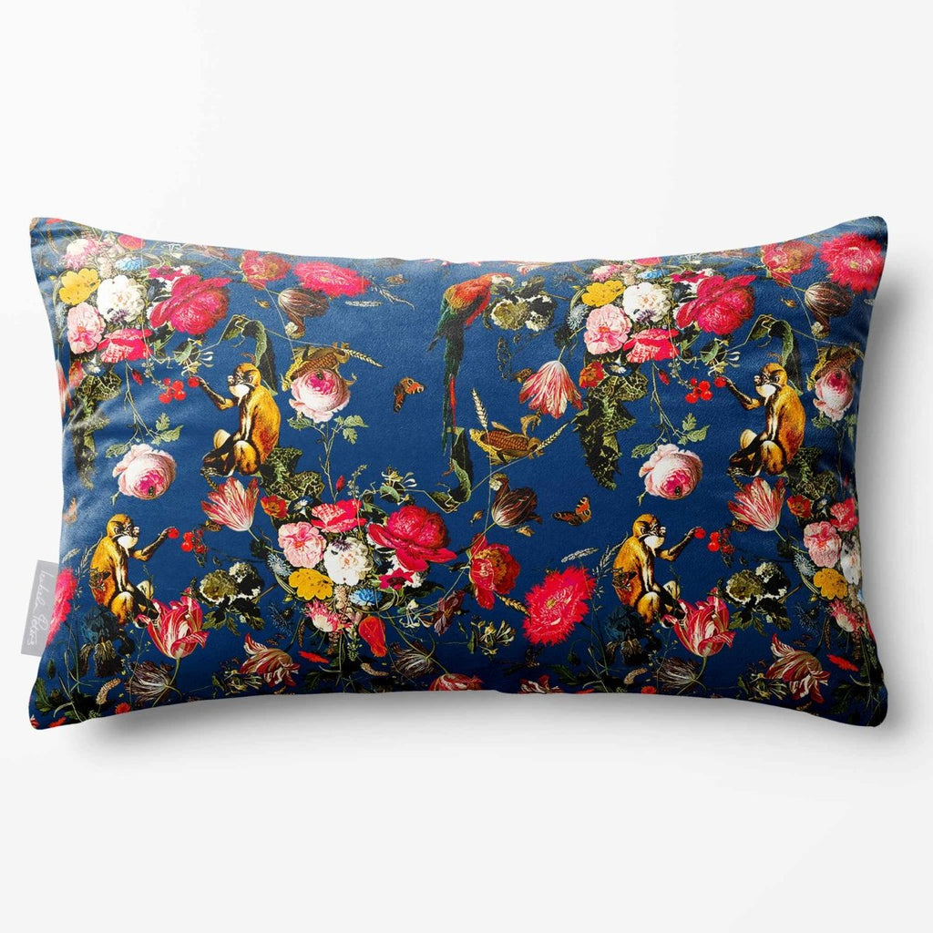 Monkey Puzzle | Sustainable Velvet Rectangle Cushion - Estate Blue 50 x 30 cm Standard by Izabela Peters