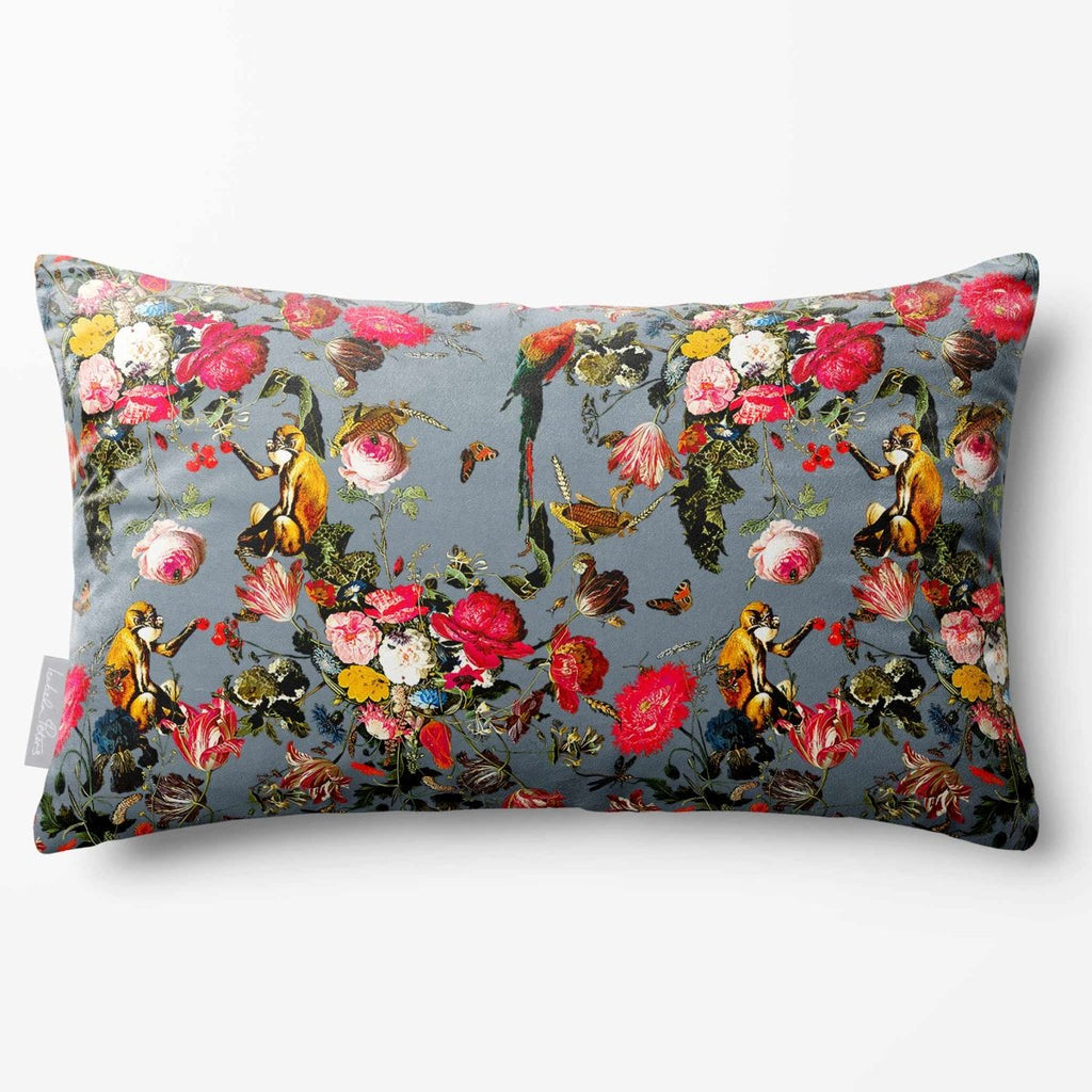 Monkey Puzzle | Sustainable Velvet Rectangle Cushion - French Grey 50 x 30 cm Standard by Izabela Peters