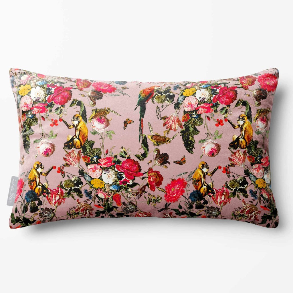 Monkey Puzzle | Sustainable Velvet Rectangle Cushion - Rosewater 50 x 30 cm Standard by Izabela Peters