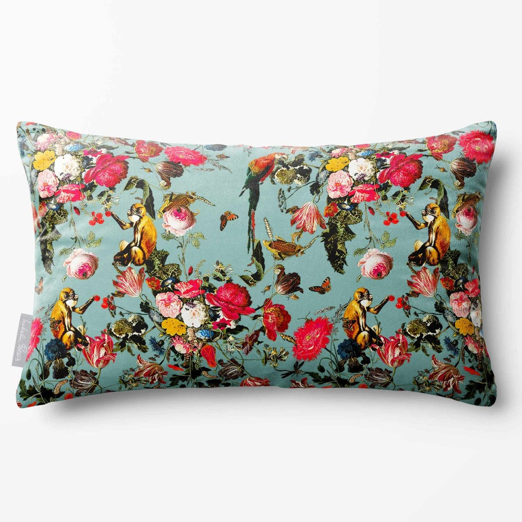 Monkey Puzzle | Sustainable Velvet Rectangle Cushion - Blue Surf 50 x 30 cm Standard by Izabela Peters