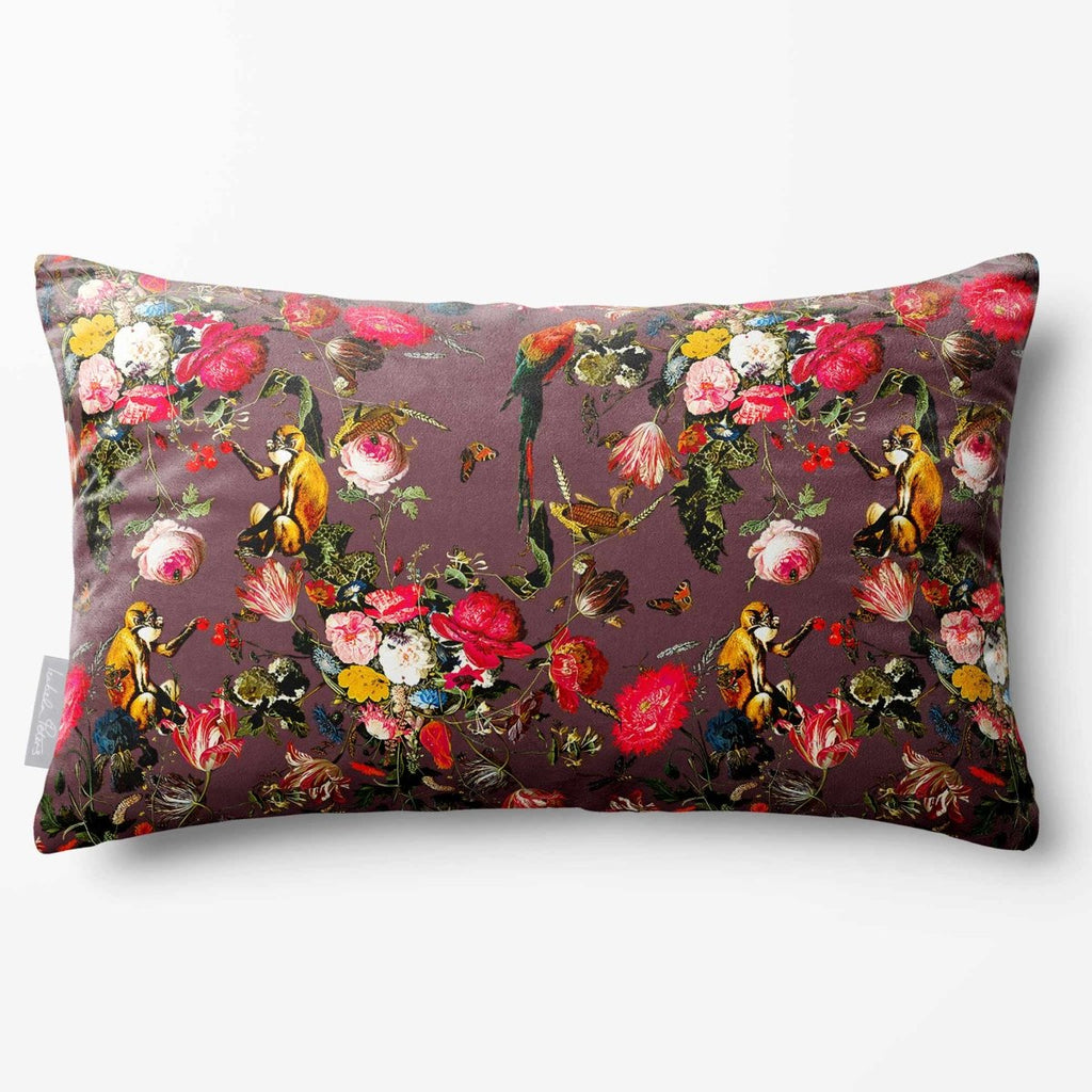 Monkey Puzzle | Sustainable Velvet Rectangle Cushion - Italian Grape 50 x 30 cm Standard by Izabela Peters