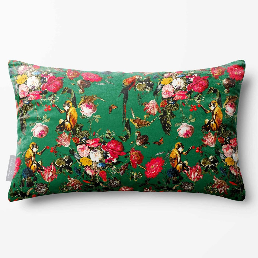Monkey Puzzle | Sustainable Velvet Rectangle Cushion - Emerald Green 50 x 30 cm Standard by Izabela Peters