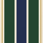Close-up of the Signature Stripe Christmas napkin print in navy, green and burgundy on cotton, showing broad stripes