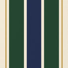 Close-up of the Signature Stripe Christmas tablecloth print in navy, green and burgundy on cotton, showing broad stripes