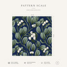 Navy Mistletoe Christmas napkin pattern scale, showing the full 44 cm by 44 cm design.