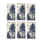 Fir Forest Toile Christmas napkins in navy on ivory, set of six folded napkins showing the same tall fir tree