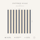 Navy on ivory Ticking Stripe Christmas napkin pattern scale, showing the full 44 cm by 44 cm design.