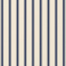 Close-up of the Ticking Stripe Christmas napkin print in navy on ivory cotton, showing fine ticking stripes