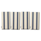Ticking Stripe Christmas napkins in navy on ivory, set of four, folded on white, showing the same fine ticking stripes