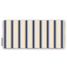 Ticking Stripe Christmas table runner in navy on ivory, folded on white, showing fine ticking stripes