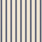Close-up of the Ticking Stripe Christmas table runner print in navy on ivory cotton, showing fine ticking stripes