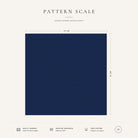 Navy Plain Christmas napkin pattern scale, showing the full 44 cm by 44 cm design.