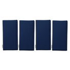 Plain navy cotton Christmas napkins, set of four, folded on white