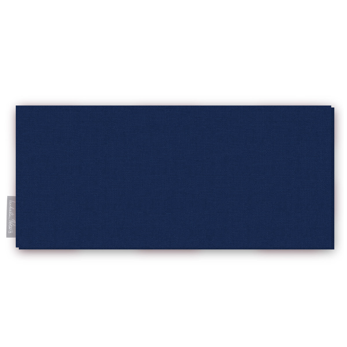 Plain navy cotton Christmas table runner folded on white