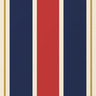 Close-up of the Signature Stripe Christmas napkin print in navy, red and burgundy on cotton, showing broad stripes