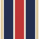 Close-up of the Signature Stripe Christmas table runner print in navy, red and burgundy on cotton, showing broad stripes