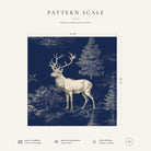 Navy Stag Woodland Christmas napkin pattern scale, showing the full 44 cm by 44 cm design.