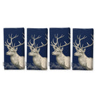 Navy Stag Woodland Christmas napkins, set of four, folded on white, showing the same stag head