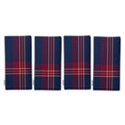 Navy Tartan Christmas napkins, set of four, folded on white, showing the same tartan check