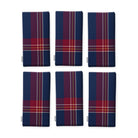 Navy Tartan Christmas napkins, set of six, folded on white, showing the same tartan check