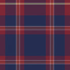 Close-up of the navy Tartan Christmas table runner print on cotton, showing the tartan check