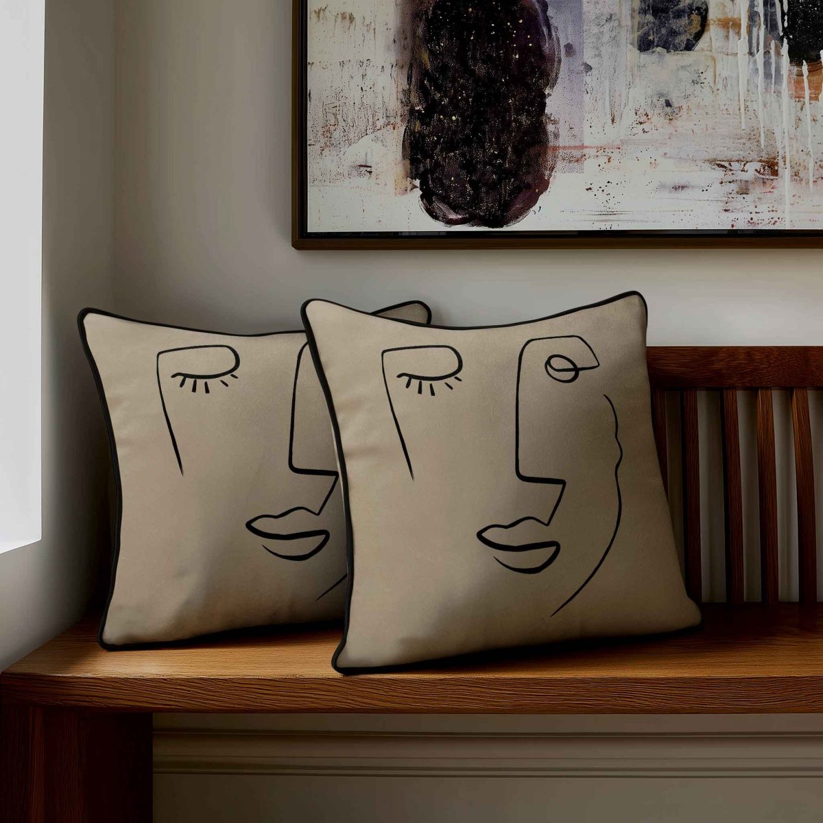 Open Face | Sustainable Velvet Cushion - Taupe 40 x 40 cm Standard by Izabela Peters