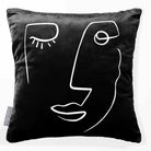Open Face | Sustainable Velvet Cushion - Black and White 40 x 40 cm Standard by Izabela Peters