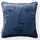 Open Face | Sustainable Velvet Cushion - Petrol Blue 40 x 40 cm Piped by Izabela Peters
