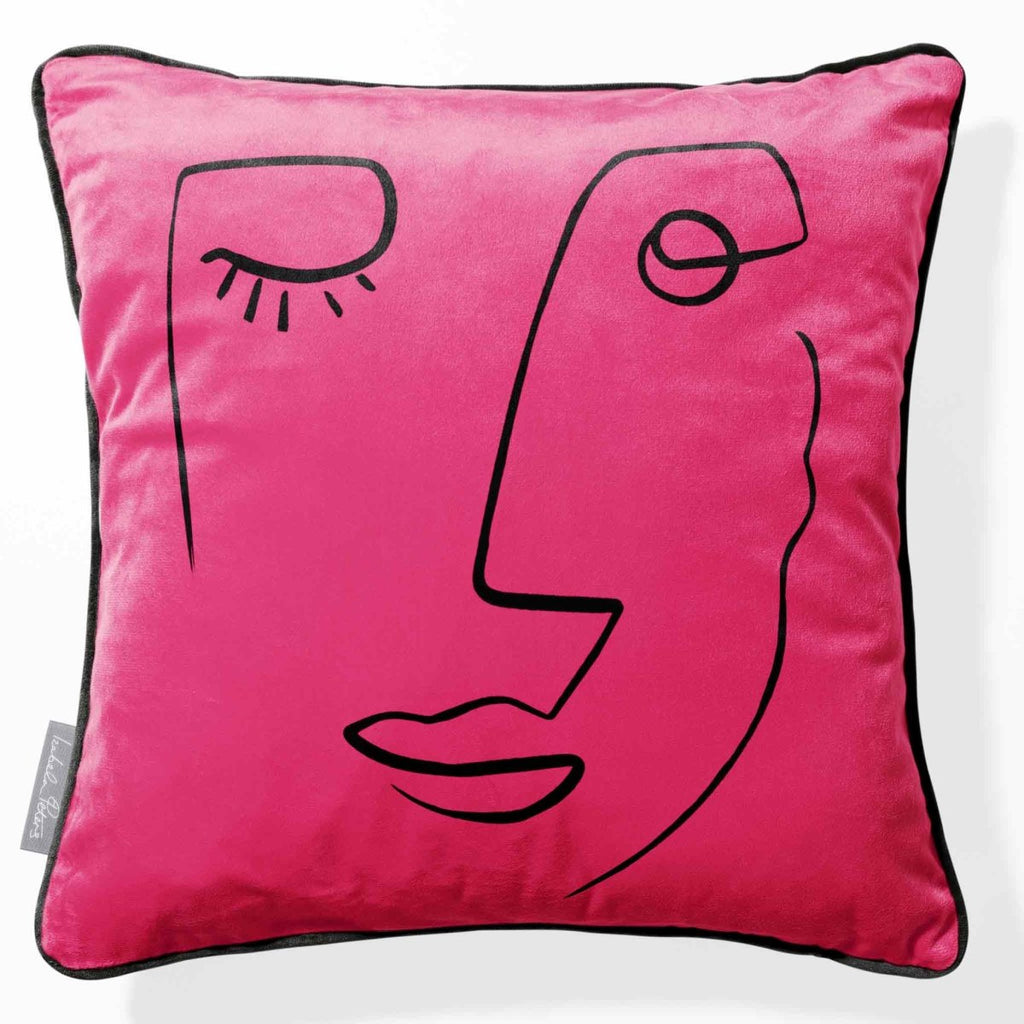 Open Face | Sustainable Velvet Cushion - Hot Pink 40 x 40 cm Piped by Izabela Peters