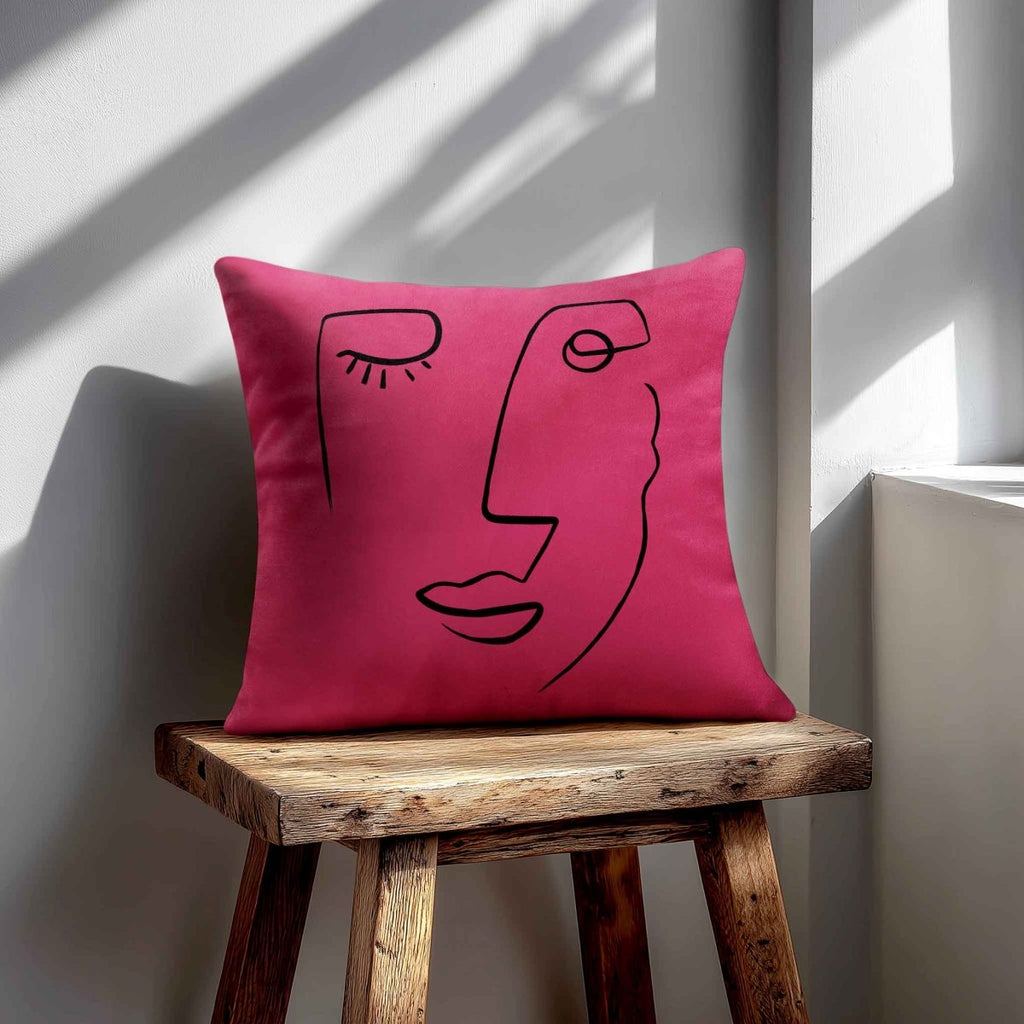 Open Face | Sustainable Velvet Cushion - Hot Pink 40 x 40 cm Standard by Izabela Peters