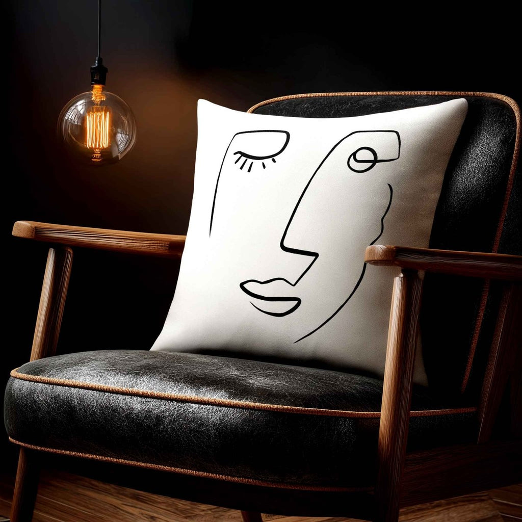 Open Face | Sustainable Velvet Cushion - White & Black 40 x 40 cm Piped by Izabela Peters