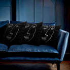 Open Face | Sustainable Velvet Cushion - Black & White 40 x 40 cm Standard by Izabela Peters