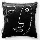 Open Face | Sustainable Velvet Cushion - Black and White 40 x 40 cm Piped by Izabela Peters