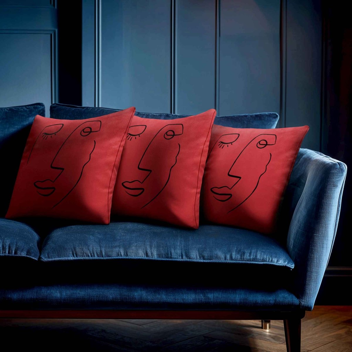 Open Face | Sustainable Velvet Cushion - Crimson Muse 40 x 40 cm Standard by Izabela Peters