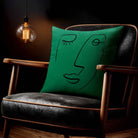 Open Face | Sustainable Velvet Cushion - Emerald Green 40 x 40 cm Standard by Izabela Peters
