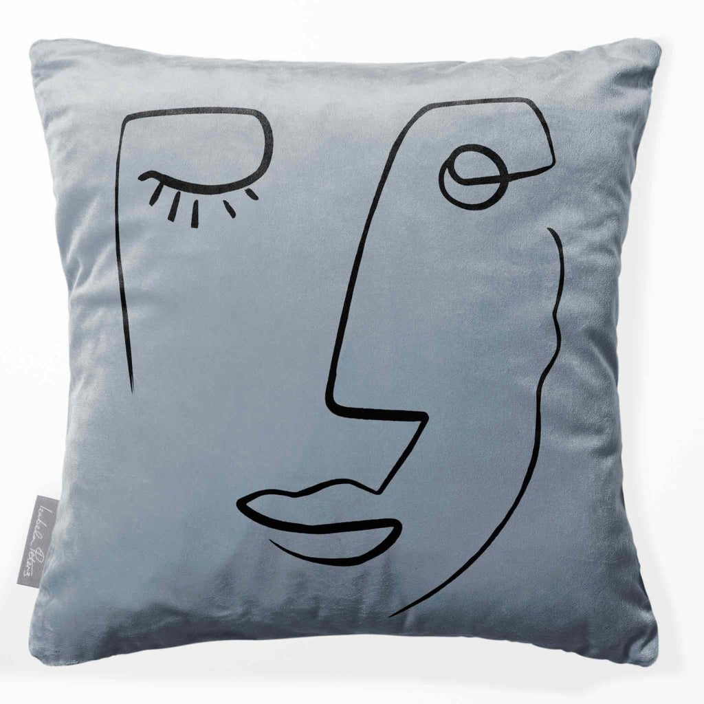 Open Face | Sustainable Velvet Cushion - French Grey 40 x 40 cm Standard by Izabela Peters