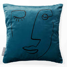 Open Face | Sustainable Velvet Cushion - Teal 40 x 40 cm Standard by Izabela Peters