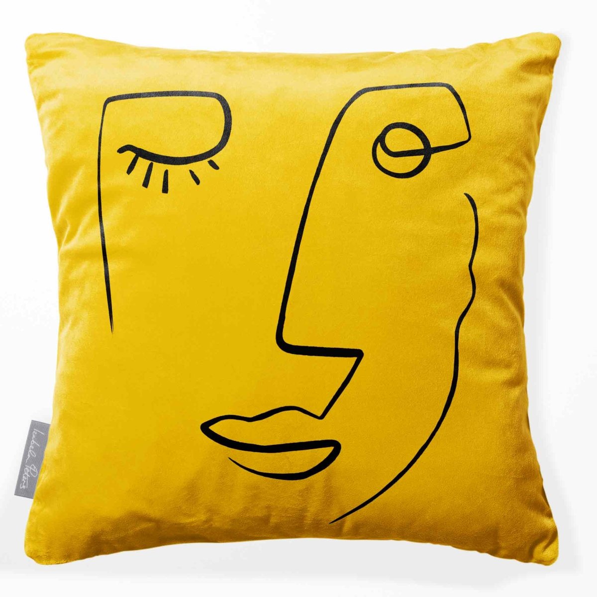 Open Face | Sustainable Velvet Cushion - Mustard Ochre 40 x 40 cm Standard by Izabela Peters