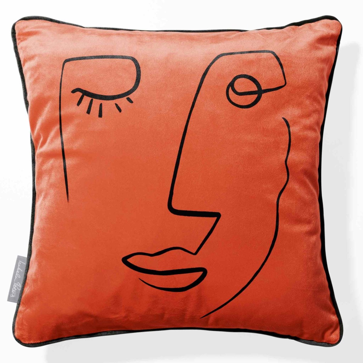 Open Face | Sustainable Velvet Cushion - Burnt Ochre 40 x 40 cm Piped by Izabela Peters