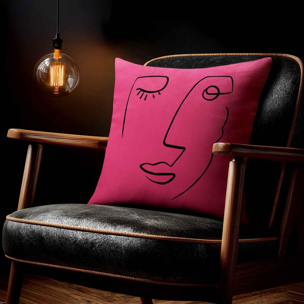 Open Face | Sustainable Velvet Cushion - Hot Pink 40 x 40 cm Standard by Izabela Peters