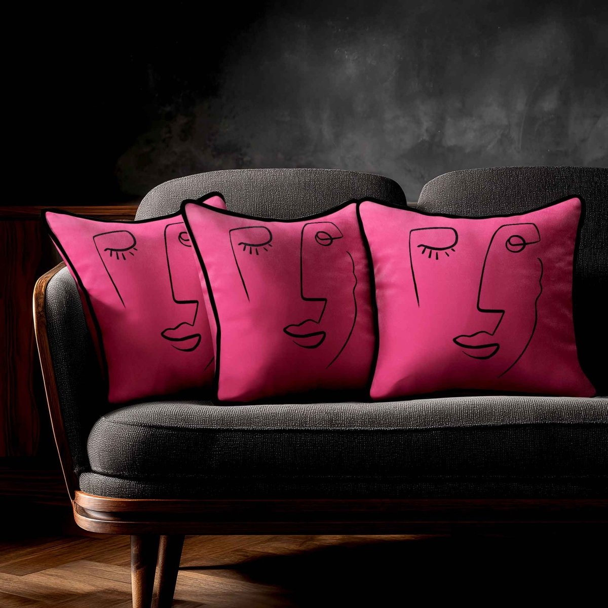 Open Face | Sustainable Velvet Cushion - Hot Pink 40 x 40 cm Standard by Izabela Peters