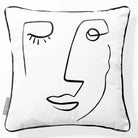 Open Face | Sustainable Velvet Cushion - White and Black 40 x 40 cm Piped by Izabela Peters