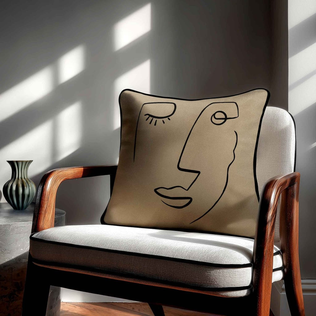 Open Face | Sustainable Velvet Cushion - Taupe 40 x 40 cm Standard by Izabela Peters