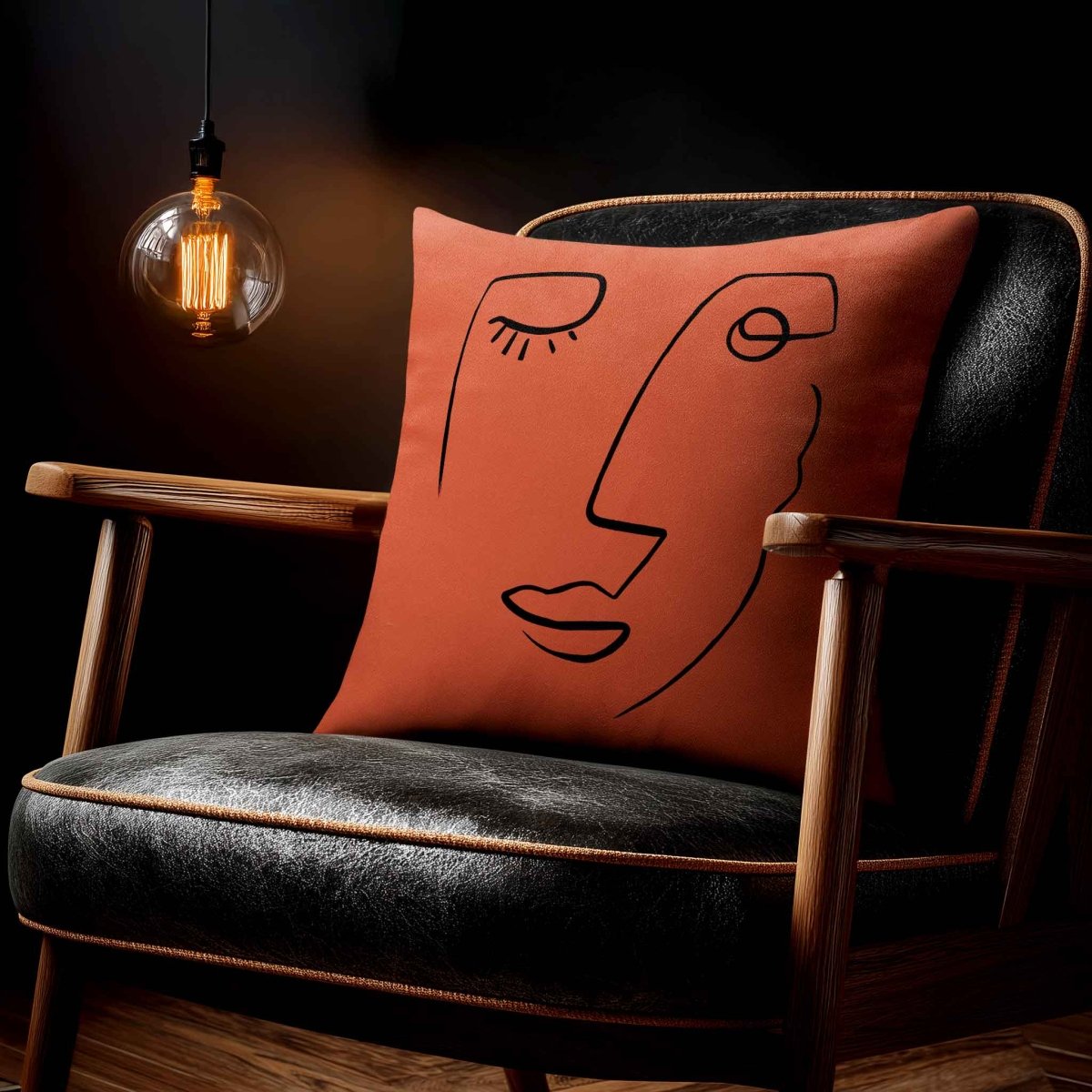 Open Face | Sustainable Velvet Cushion - Burnt Ochre 40 x 40 cm Standard by Izabela Peters