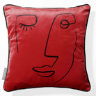 Open Face | Sustainable Velvet Cushion - Crimson Muse 40 x 40 cm Piped by Izabela Peters