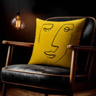 Open Face | Sustainable Velvet Cushion - Mustard Ochre 40 x 40 cm Standard by Izabela Peters