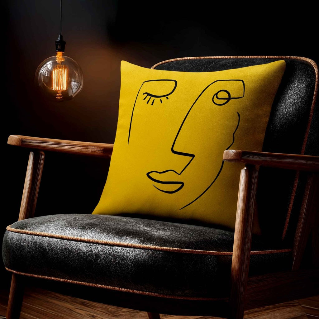 Open Face | Sustainable Velvet Cushion - Mustard Ochre 40 x 40 cm Standard by Izabela Peters