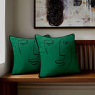 Open Face | Sustainable Velvet Cushion - Emerald Green 40 x 40 cm Standard by Izabela Peters